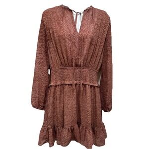Dress Forum Dress Women Medium Pink Animal Print  Fit Flare Long Sleeves Pull On